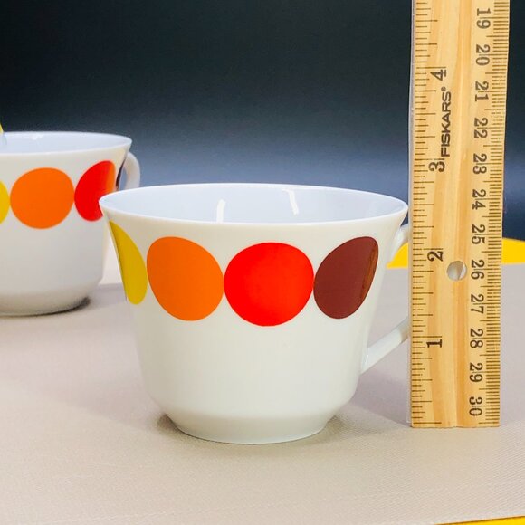 Vintage 70s Seltmann Weiden "DOTS" Porcelain Cup Set of 4: W. Germany- Retro - Picture 9 of 10